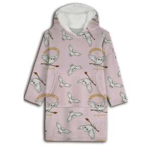 Rózsaszín Harry Potter Hedvig felnőtt kapucnis polár takaró, poncsó - Ágytakaró