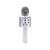 Silver Bluetooth karaoke microphone with built-in speaker