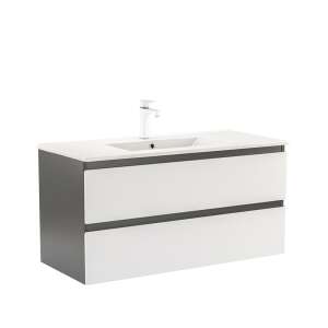 Vario Forte 100 Anthrazit und Weiß Waschtischunterschrank mit Waschbecken - Leziter Badezimmerschrank