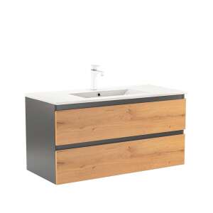 Долен шкаф Vario Forte 100 с мивка антрацит-дъб 90648979 - Leziter Шкаф за баня