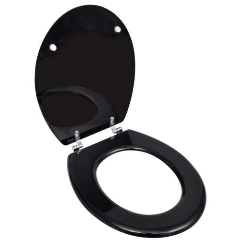Black toilet seat with lid, vidaXL universal toilet seat, MDF toilet seat, black toilet seat with chrome hinges