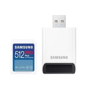 Samsung SD PRO Plus MB-SD512SB/WW, 512 GB, SDXC, Fehér memóriakártya és memóriakártya olvasó szett 90669031 