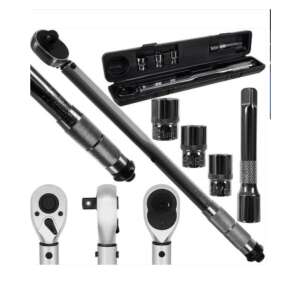 Multifunctional ratchet torque wrench set with 17, 19, 21 mm sockets, extension bar, and carrying case - Other hand tool