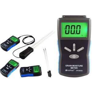HOLDPEAK 8032G gabona nedvességmérő, digitális nedvességmérő gabonához, búzához, kukoricához, rizshez és más gabonákhoz, LCD kijelzővel, hőmérsékletméréssel és szondával - Uni-T