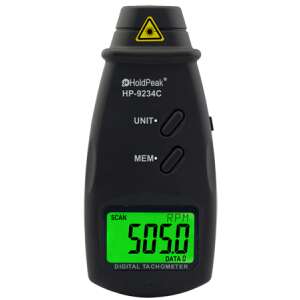 HoldPeak HP-9234C Digitális lézeres fordulatszám mérő, 6-99999RPM, hordtáska, 60cm mérőcsík - Uni-T