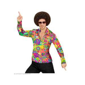 Férfi 60-as évekbeli hippi jelmez ing, Béke és Szeretet, XXL méret - Widmann