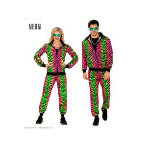 Costum de trening neon din anii '80 pentru adulți, unisex, mărimea L, imprimeu tigru roz și verde - Accesorii pentru îmbrăcăminte