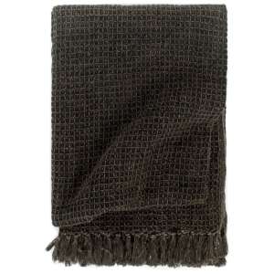 vidaXL anthracite grey and brown cotton throw blanket with tassels - Blanket
