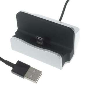 Asztali töltő / dokkoló - adatátviteli állvány, USB 3.1 Type C, 1m-es kábellel - EZÜST
