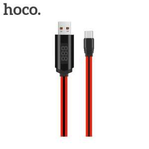 HOCO U29 USB-C töltőkábel LED kijelzővel, 1 méter hosszú, piros - Hoco