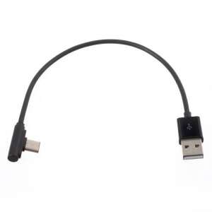 Fekete USB Type-C - USB-A kábel, 90 fokos derékszögű csatlakozóval, 20cm hosszú, 2A, 10W - USB kábel
