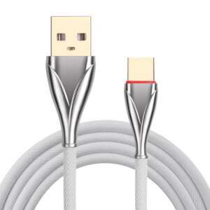 Fehér USB-C - USB 3.1 kábel, 1 méter hosszú, 10W gyors töltés, fonott kábel - USB kábel