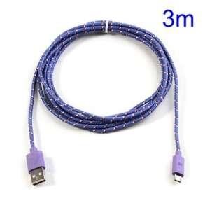 3 méteres lila micro USB kábel töltéshez és adatátvitelhez - USB kábel