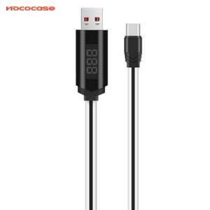 Hoco U29 Type-C USB kábel LED kijelzővel, 1,2m, 2,4A, 12W, gyors töltés, fehér - Hoco