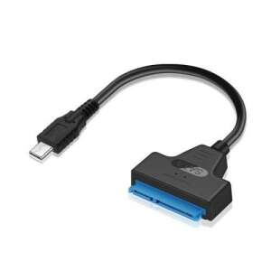 USB Type-C - SATA adapter kábel, 2,5 hüvelykes SATA merevlemezhez, USB 3.1, 6Gbps adatátviteli sebesség, 23cm hosszú, fekete - USB kábel