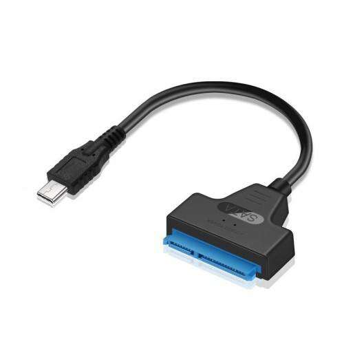 USB Type-C - SATA adapter kábel, 2,5 hüvelykes SATA merevlemezhez, USB 3.1, 6Gbps adatátviteli sebesség, 23cm hosszú, fekete
