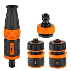 Neo 4 darabos locsolótömlő csatlakozó készlet szórófejjel, 1/2 hüvelyk - Locsolófej