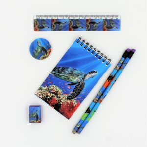 Wild Turtle Stationery Set - Notebook, Ruler, Pencils, Eraser - Writing Tool Set