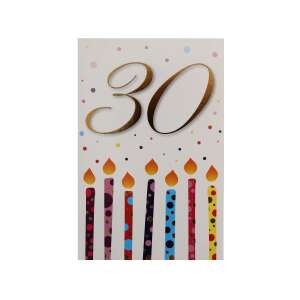 30th Birthday Card with Candles and Confetti - Greeting Card, Invitation