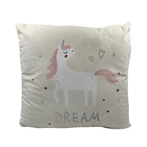 Pernă Bej Unicorn 40x40 cm cu Unicorn și design 'Dream' - Lenjerie de pat