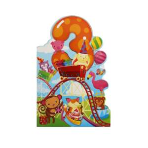 3rd Birthday Card with Roller Coaster and Animals - Greeting Card, Invitation
