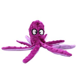 Happy Paws Lila Octopus Dog Toy - Purple Plush Squeaky Pet Toy - Pet Care
