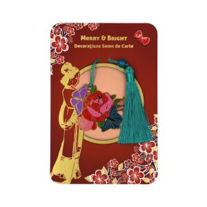 Rose Bookmark Decoration with Zen Butterflies 131509909 - Book