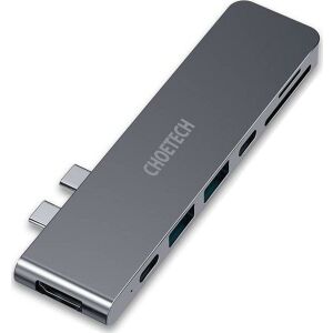 Stație de andocare Choetech HUB-M14 pentru Macbook Pro, 7-în-2 USB-C, Thunderbolt 3, argintiu - Docking stations