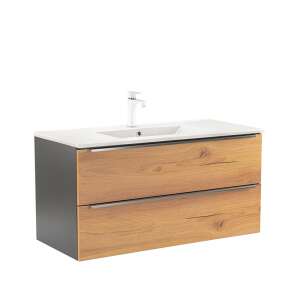 Vario Trim 100 Waschtischunterschrank Anthrazit-Eiche mit Waschbecken - Badezimmermöbel