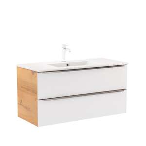 Vario Trim 100 alsó szekrény mosdóval tölgy-fehér 90703444 - Leziter Badezimmerschrank