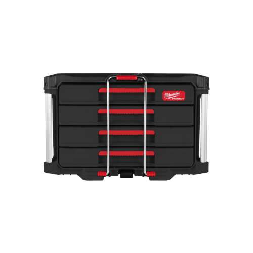 Milwaukee PACKOUT 4-drawer storage box, black with red accents