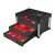 Milwaukee PACKOUT 4-drawer storage box with open drawer and dividers, black with red accents