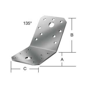 VORMANN 135 fokos összekötő lemez, 90 x 90 x 65 mm, fém, ezüst - Összekötő lemez