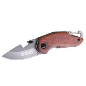 FESTA összecsukható zsebkés fa markolattal, 145 mm penge, palacknyitó, karabiner - Kézi kerti szerszám