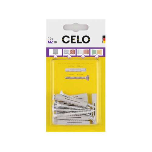 CELO MZ univerzális műanyag dübel 10 x 60 + 6,0 x 80 facsavar - 5 db