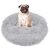 Pug sitting in a Springos 70cm Grey Plush Pet Bed - Front View