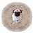 Dog sitting in a Springos donut bed, light brown color, 80 cm diameter