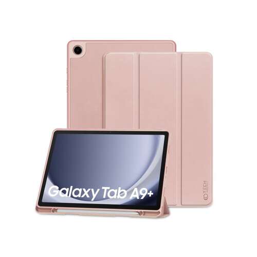 Tech-Protect SmartCase Pen tok a Samsung Galaxy Tab A9+ 11.0 táblagéphez, rózsaszín, bekapcsoló/kikapcsoló funkcióval és S Pen tartóval