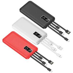 Power bank,  20000 mAh,  4 féle beépített kábellel 