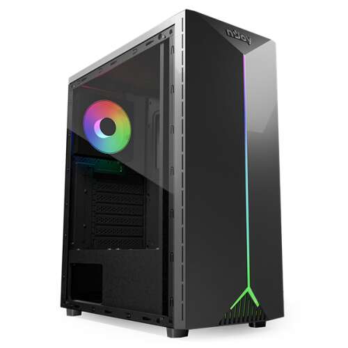 NJOY ANIL computer case, black, with RGB fan and tempered glass side panel