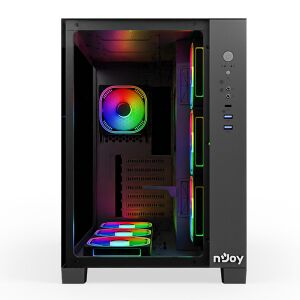 Interior view of NJOY AURA ATX PC Case with ARGB Fans - Computer Case