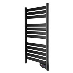 Leziter TW-500B schwarzer elektrischer Handtuchwärmer Heizkörper, 500W, Vorderansicht - Handtuchheizkörper