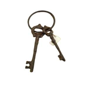 Öntöttvas Dekor Kulcspár, kulcstartó karikán, antikolt stílusú, sötétbarna 90774810 