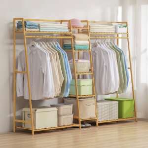 Bamboo clothing rack with shoe shelf, BM02-190, 140x190x40 cm - Furniture
