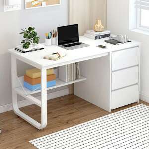 White computer desk with drawers and shelf, LG04-100 - Furniture