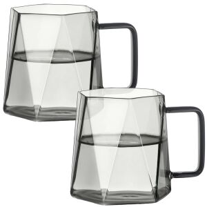 Quasar & Co. Diamond Glass Mugs Set of 2 - Nonbrand Mug