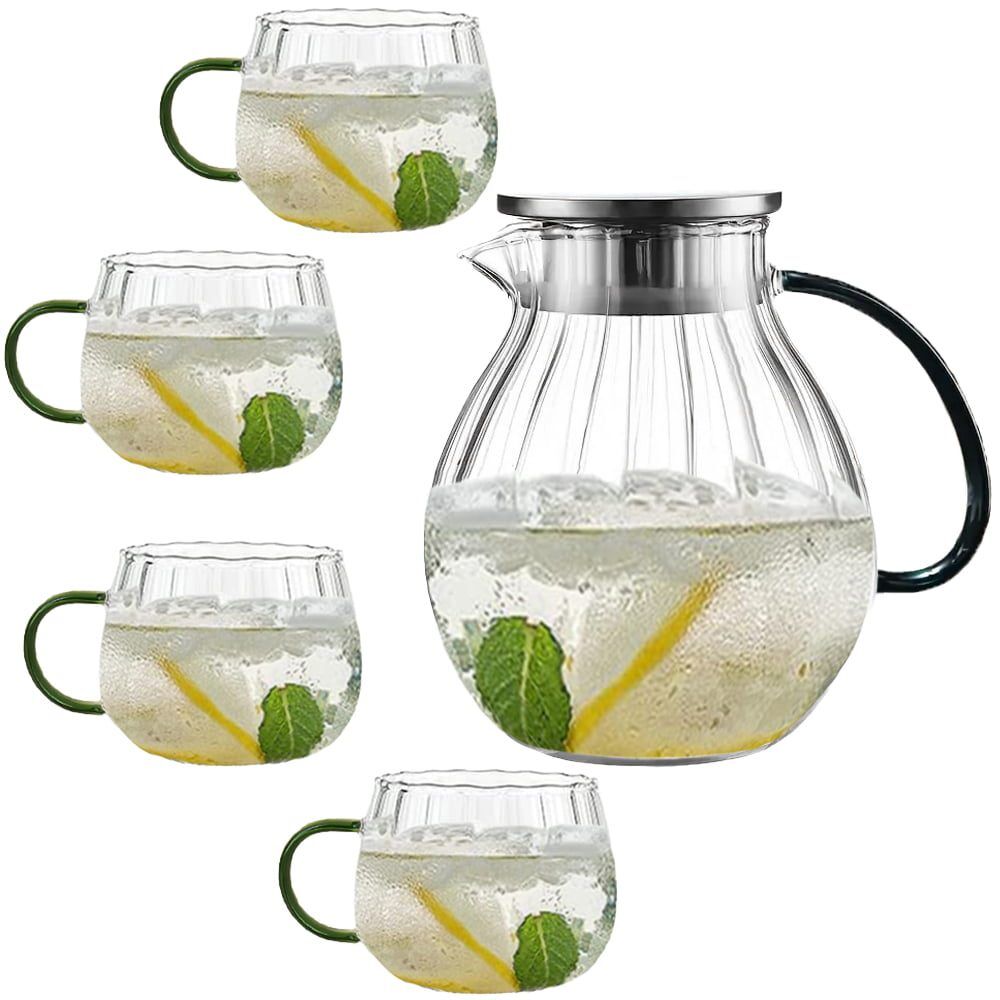 4-Cup Teapot Set, Quasar & Co.®, with Filter & Lid, 1600 ml/4x400 ml, Borosilicate/Stainless Steel Glass, Transparent