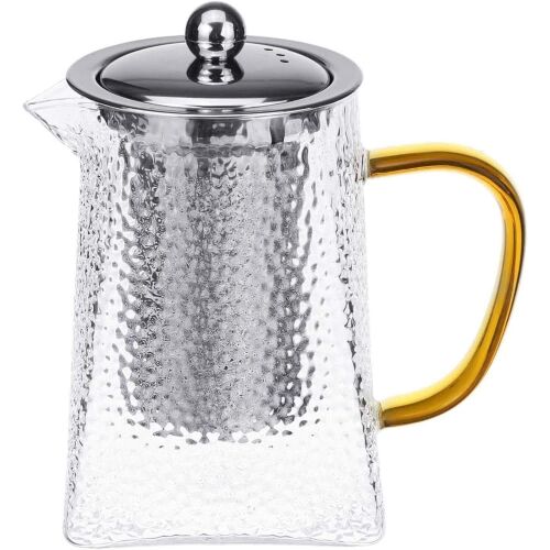 Teáskanna, Quasar & Co.®, tea/kávé tartály infúzióval és tetővel, 900 ml, boroszilikát/rozsdamentes üveg, átlátszó