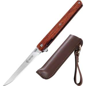 Foxter tactical hunting knife, 21.5 cm, metal and wood, leather sheath - Hunting & Survival Knife