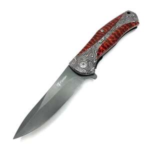 Foxter folding hunting knife, 22 cm, made of metal, plastic and wood, with a clip - Hunting & Survival Knife